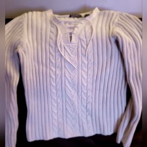 Kate Hill  Boho 💯 cotton lace up boho sweater